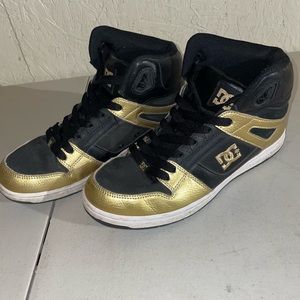 DC Shoes Rebound High Womens 10 Black Gold High Top Skateboarding Sneakers